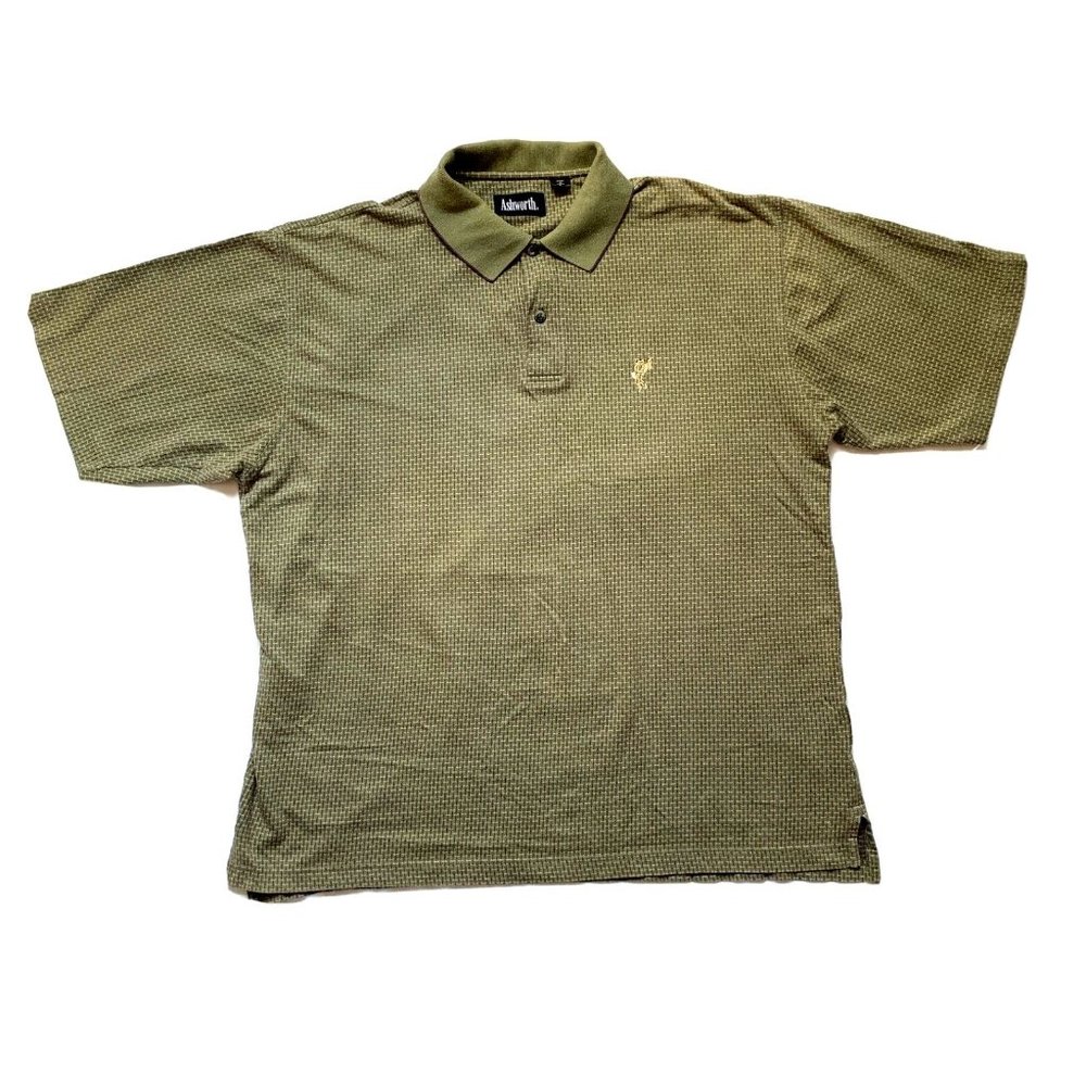 Vintage Ashworth Polo Shirt‎ Mens Large Green Golf Pullover Striped Casual NEW